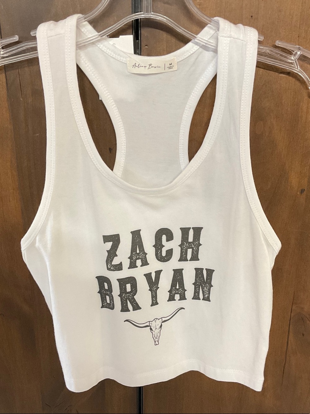 Zach Bryan White Graphic Crop Tank Top